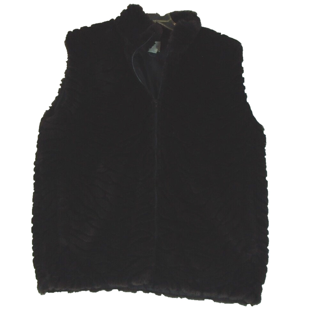 Duffel Outdoor Vest Faux Fur Vest Dark Brown Pockets‎ Full Zip Size XL Vintage